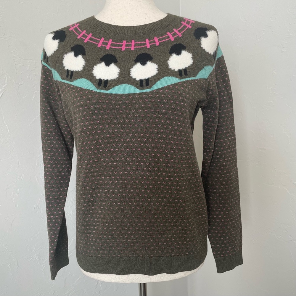 Talbots Sheep Yoke Raglan Crew Neck Pullover Sweater Size Small Petite Winter - Picture 2 of 11